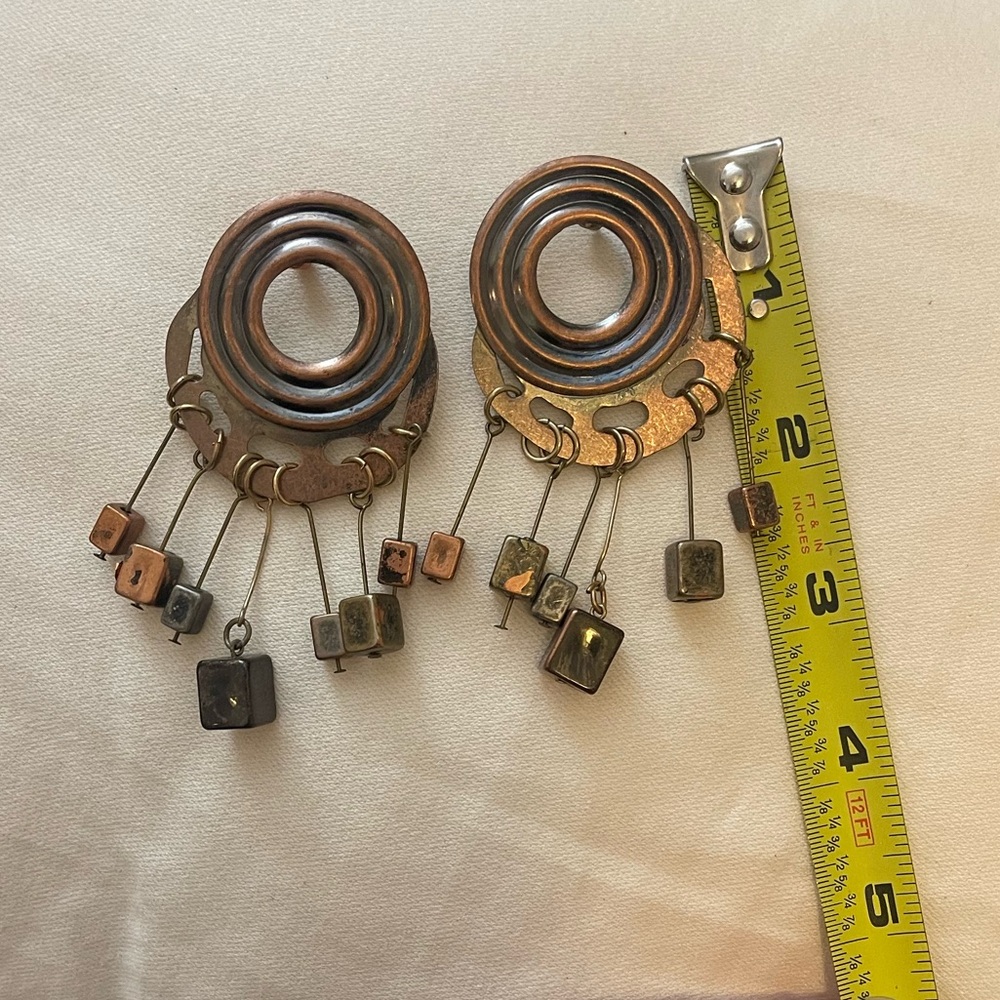 Steampunk dangle earrings boho brutalist statement labyrinth fantasy pierced